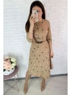 Платье миди в горох с рукавом 3/4