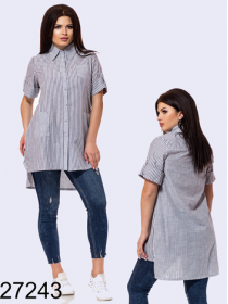 Жіноча сорочка в  смужку з коротким рукавом