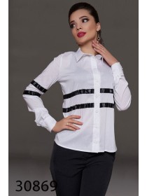 Блуза біла з чорним довгий рукав