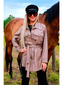 Подовжена куртка з екошкіри