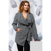 Сіре коротке пальто на запах букле 817273-74