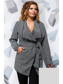 Сіре коротке пальто на запах букле 817273-74