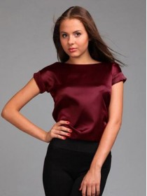 Атласна блуза з коротким рукавом "LADY GR" 8 кольорів