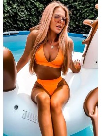 Помаранчевий неон купальник з високими бразілаіна