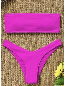 Яскравий малиновий купальник бандо зі шнурівкою + танго