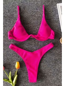 Рожевий яскравий купальник в рубчик плавки чайка