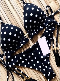 Роздільний жіночий купальник бразиліана в горошок 