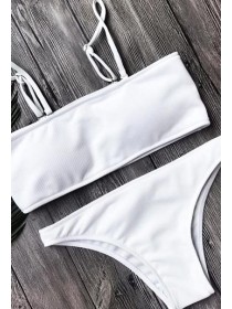 Жіночий роздільний купальник бандо з трусиками бразилиана білий S, M