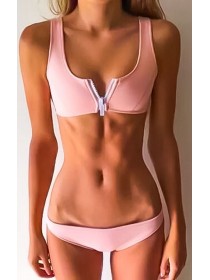 Жіночий модний роздільний купальник топік зі змійкою рожевий