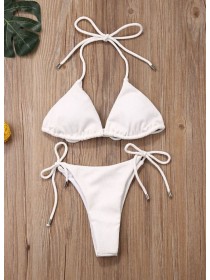 Білий жіночий купальник-шторки на зав'язках