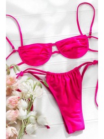 Неоновий малиновий купальник з плавками зі збіркою бразилиана