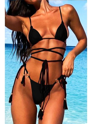 Роздільний купальник шторки трикутник на довгих зав'язках бразиліана Роздільний купальник шторки трикутник на довгих зав'язках бразиліана