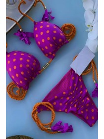 Жіночий купальник-трикутник у горошок бразиліана 