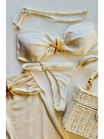 Білий універсальний купальник трійка зі спідницею