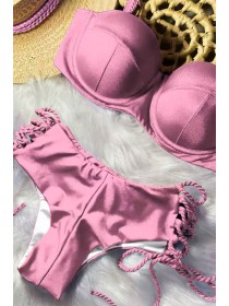 Рожевий пудровий купальник Анжеліка з плавками бразиліанами