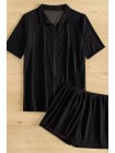 Черный пляжный женский костюм рубашка с шортами