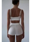 Белый женский комплект белья топ с шортами на резинке