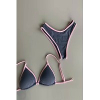 Сірий з рожевим жіночий купальник трикутник з чашками бразиліана