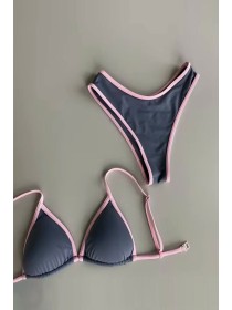 Сірий з рожевим жіночий купальник трикутник з чашками бразиліана