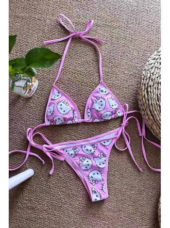 Рожевий купальник шторки на зав'язках Hello Kitty