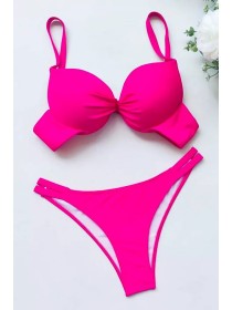 Рожевий неоновий купальник з щільною чашкою бразіліана