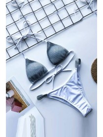 Білий жіночий купальник-шторки з блискітками