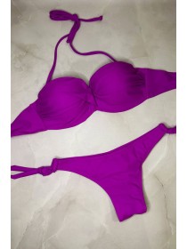 Фіолетовий купальник бандо Анжеліка з бразиліана на зав'язках