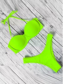 Яскравий неоновий купальник з трусиками танга