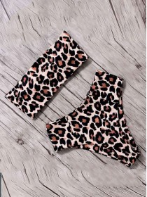 Роздільний купальник бандо з леопардовим принтом